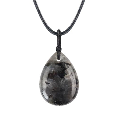 Teardrop Gemstone Necklaces for Women, Healing Crystal Pendant Necklace Birthstone Jewelry for Women - color: Black Spectrolite
