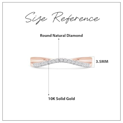 Twisted Contour Enhancer Wedding Band Ring for Women,0.10 CT | Metal: 10K Gold; 14K Gold; Sterling Silver|Stone: Natural Diamond Accent; Moissanite - color: 10K Rose Gold, size: 4.5