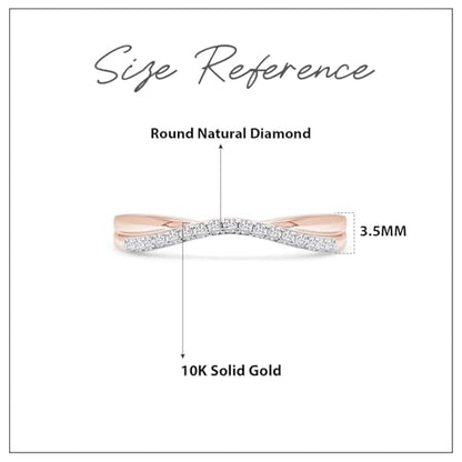 Twisted Contour Enhancer Wedding Band Ring for Women,0.10 CT | Metal: 10K Gold; 14K Gold; Sterling Silver|Stone: Natural Diamond Accent; Moissanite - color: 10K Rose Gold, size: 4.5