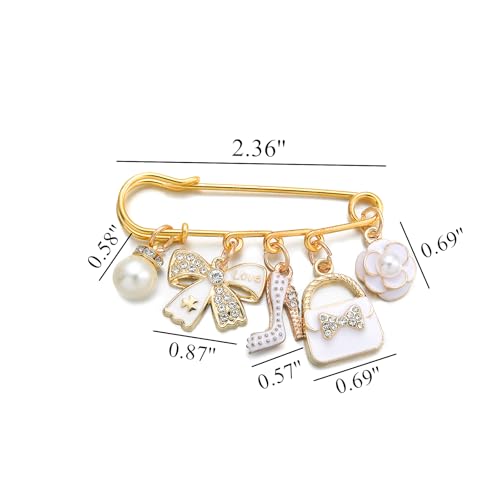 PHAETON 10PCS Elegant Retro Women Brooch Pin with Butterfly Bow, High-heel Shoes, Handbag, Flower, Pearl Pendant for Women Girls Gift