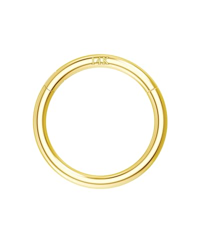 14K Solid Gold Nose Rings, Yellow Gold, 18g/16g/20g | For Women Man, Real Gold, 14Kt, Tiny Seamless Hoop, Nose Piercing, Cartilage Earring, Hypoallergenic - color: HoopA, size: 16g- 7mm