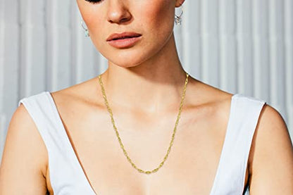 Savlano 925 Sterling Silver Italian Solid 1.5MM Singapore Twist Adjustable Bolo 14-24 Inch Chain Necklace For Women - Made in Italy Comes With a Gift Box - style: Gold Plated