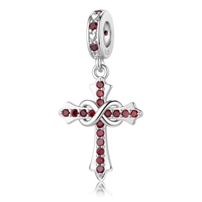 HappyStar 925 Sterling Silver Charms Infinity Design Birthstone Charms for Bracelets with 5A Cubic Zirconia Cross Necklace for Women Dangle Pendant Compatible Pandora Bracelets Happy Birthday Gifts - color: 1-January Birthstone Charms