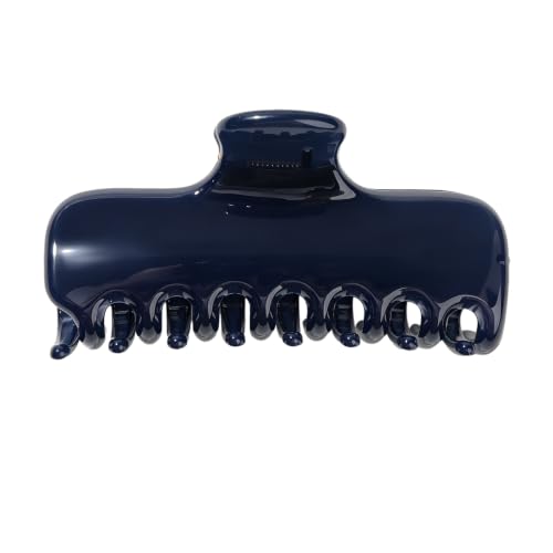 Ivyu 4-Inch Large Rounded Rectangle Hair Claw Clip for Women, Strong Hold | Smooth rounded teeth and a strong spring provide a secure hold for full updos on fine to medium hair. - color: Navy blue