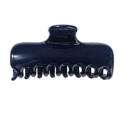 Ivyu 4-Inch Large Rounded Rectangle Hair Claw Clip for Women, Strong Hold | Smooth rounded teeth and a strong spring provide a secure hold for full updos on fine to medium hair. - color: Navy blue