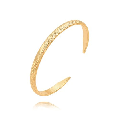 PERNNLA PEARL Dainty Gold Bar Bracelet for Women Simple Delicate Thin Cuff Bangle Hook Bracelet 18K Gold Plated Handmade Minimalist Jewelry - color: 26.Snake