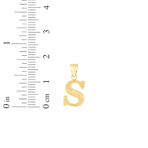 Floreo 10k Yellow Gold 0.45" Personalized Lighting Alphabet Letter A - Z Initial Charm Pendant with optional Extendable Chain Necklace - size: Pendant Only, style: - S -