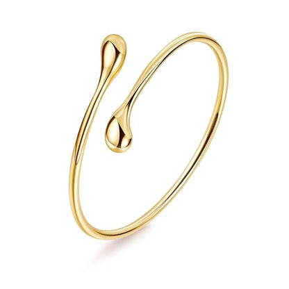REVOLIA Teardrop Cuff Bracelet for Women Gold Open Cuff Bangle Bracelet Adjustable Minimalist Thin Bangle Wrist Cuff Bracelet Jewelry - color: Gold