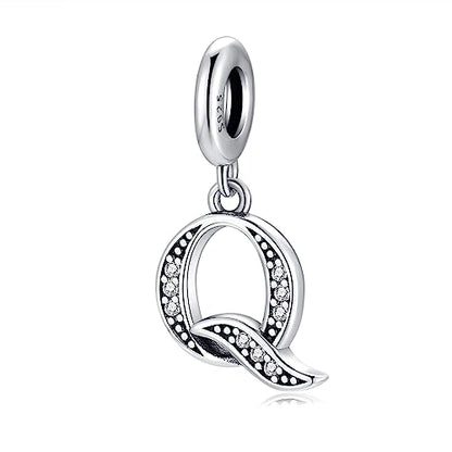 BETTY&SARAH 925 Sterling Silver Letter Charms for Bracelets and Necklace Alphabet Initial Pendant Jewelry Gift for Women - color: Pendant Q