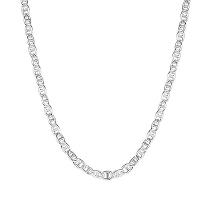 PAVOI 14K Gold Plated Adjustable Link Chain Necklace for Women | Box Rope Sphere Bead Serpentine Anchor Mariner Gold Chain Necklaces - color: White Gold, style: Anchor