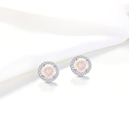 YOQUCOL Bright 8MM,10MM Cubic Zirconia Crystal Stud Earrings Round Pierced Earrings For Women - color: 8MM-AB-Color