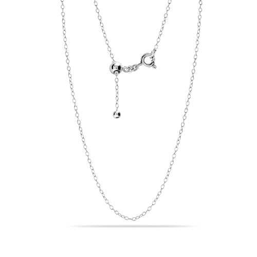 LeCalla 925 Sterling Silver Italian Jewelry Adjustable Chain Necklace, Sliding Bolo Chain Necklace for Women Slider Chain 14 to 24 Inch. - color: Cable Chain