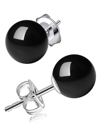 3/4/5/6/8/10/11mm Black Pearl Stud Earrings for Women - 925 Sterling Silver Hypoallergenic Earrings Jewelry Gift - size: 7 mm
