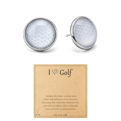 Gold Stud Earring Gifts For Teens Women Hypoallergenic Golf Baseball Football Basketball Soccer Volleyball Sport Earrings For Women - color: golf earring