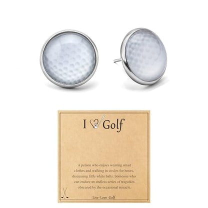 Gold Stud Earring Gifts For Teens Women Hypoallergenic Golf Baseball Football Basketball Soccer Volleyball Sport Earrings For Women - color: golf earring