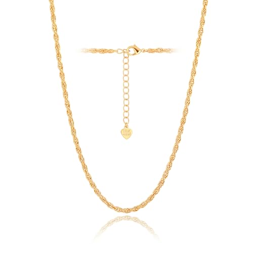 Aobei Pearl 18K Gold Plated Paperclip Chain Choker Satellite Chain Freshwater Cultured Biwa Pearl Pendant Necklace Dainty Turquoise Jewelry for Women - color: 18K Gold Plated Twisted Rope Chain