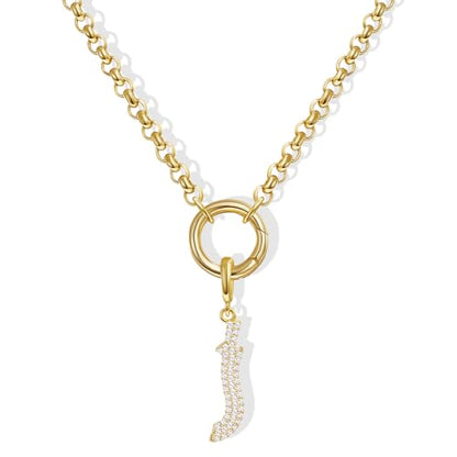 KissYan Custom Charm Necklaces for Women, 14K Gold Plated Initial Letter Pendant Box Chain Necklace Dainty Jewelry Gift - style: Gold J