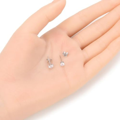 1 Pair Adabele Authentic Sterling Silver Birthstone Stud Earrings 4mm/0.25 Carat Tiny Cubic Zirconia Imitation Diamond Gemstone Hypoallergenic Nickel Free Tarnish Resistant Women Men Jewelry - color: April