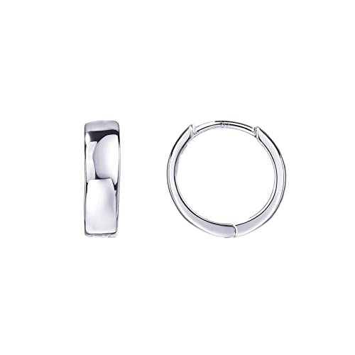 PAVOI 14K Gold Plated 925 Sterling Silver Post Huggie Earrings - Small Hoop Earrings for Women - style: White