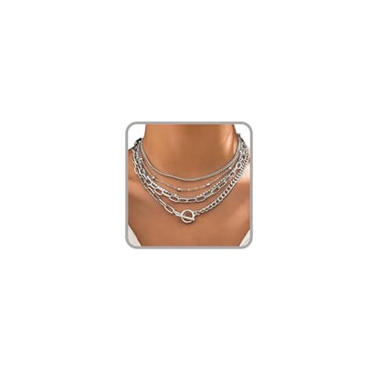Otxas Layered Gold Necklaces for Women Non Tarnish Chunky Necklace | Stacked Necklaces for Women Heart Pendant Toggle Necklace Paperclip Chain Necklaces for Daily Wear, Party, Gift - style: Style 7
