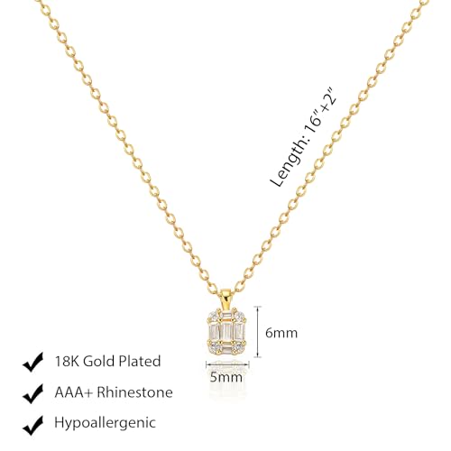 Luxval Diamond Pendant Gold Necklace for Women，Dainty 18k Gold Plated Choker Necklaces Simple Gold Jewelry Gifts for Women - color: Gold-CZ Pendant