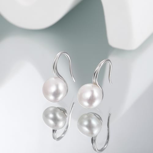 EAMTI Pearl Earrings for Women 925 Sterling Silver Freshwater Cultured Pearl Dangle Drop Earrings Hook Earrings Hypoallergenic - color: Mabe Pearl-Silver