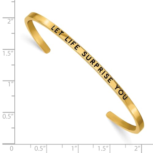 Chisel Let Life Surprise You Crystal Cuff Bangle in Yellow IP-Plated Stainless Steel
