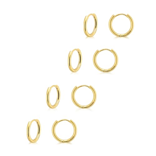 Small Gold Huggie Hoop Earrings Set for Women Men, Hypoallergenic 14K Gold Plated Hoop Earring Cartilage Earrings Stack Sets for Multiple Piercing Jewelry Cute Mini Tiny Lightweight Earrings for Sensitive Ears Everyday - color: Gold, size: 6mm/6mm/6mm/6mm