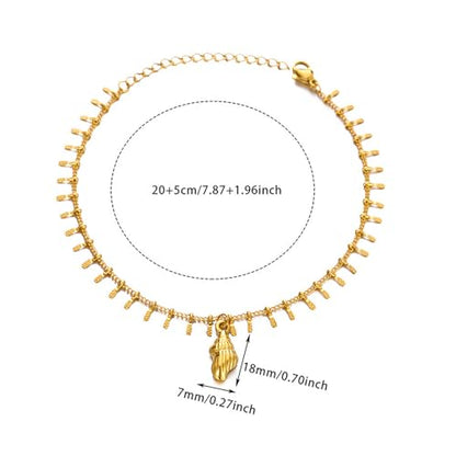 Lit Wall Gold Anklets for Women 18K Gold Plated Adjustable Summer Simple Foot Jewelry Ankle Bracelet for Women - style: Conch Shell