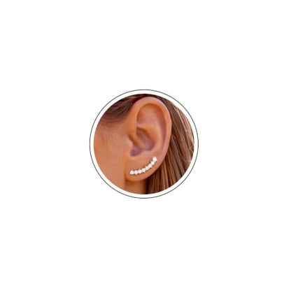 Ear Climber Earrings for Women, 14K Gold Plated/Silver Plated | Crawler Earrings Pierced with Cubic Zirconia, Hypoallergenic Cluster Stud Tragus Conch Daith Cartilage Jewelry Gift for Daily - color: Gold-5