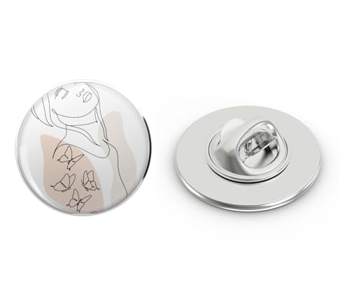 Minimalist art print. Line Ar Woman Metal Lapel Pin Tie Tack Pinback 0.75"
