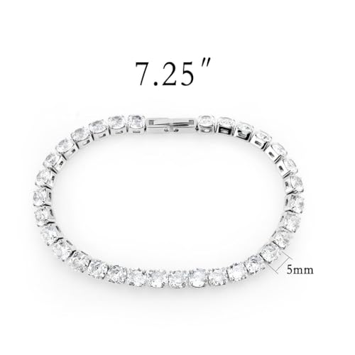 Stainless Steel None Tarnish Tennis Bracelet set with Round Cut Infinite Cubic Zirconia CZ - style: Stone: 5mm
