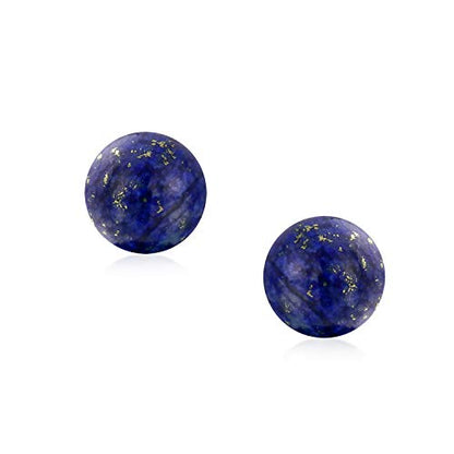 Classic Birthstones Gemstone 10MM Ball Stud Earrings .925 Sterling Silver - color: Blue Lapis Lazuli