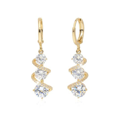 Sonateomber Christmas Tree Dangle Small Gold Hoop Earrings for Women, Cute Sparkly CZ Rhinestone Maple Clover Leaf Drop Earings Thanksgiving Holiday Accessories Fashion Jewelry Gift - color: Spiral