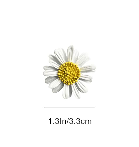 6 Pcs Daisy Flower Brooches, Sunflower Lapel Pins, Sun Flower Brooches, Floral Lapel Pins for Women Fashion Jewelry Accessories - color: White