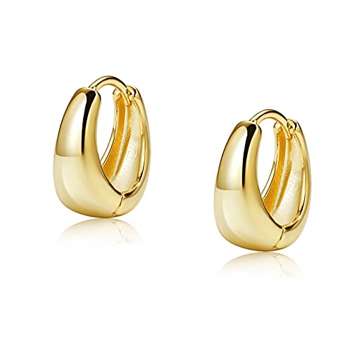 Me&Hz Gold Huggie Earrings Small Huggie Hoop Earrings for Women 14K Gold Plated Hypoallergenic Cubic Zirconia Huggies Mini Silver Hoop Earring for Women - color: Teardrop,Gold