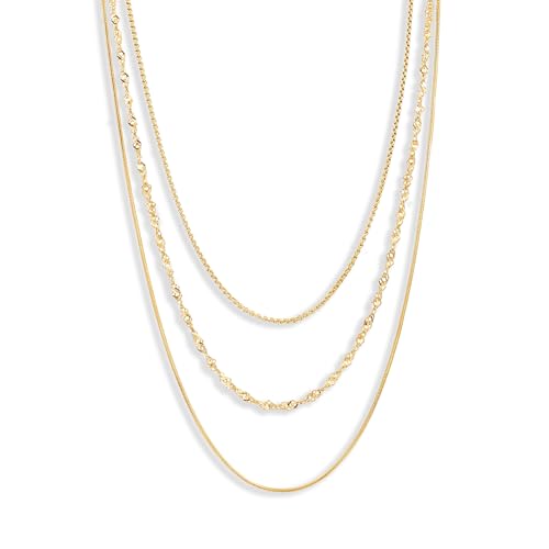 CONRAN KREMIX Waterproof Gold Necklace Layered Necklaces for Women Non Tarnish,14k Gold Plated Stainless Steel Dainty Stack Thin Chain Necklace Set for Women Gifts Jewelry - color: Gold-05