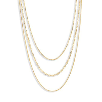 CONRAN KREMIX Waterproof Gold Necklace Layered Necklaces for Women Non Tarnish,14k Gold Plated Stainless Steel Dainty Stack Thin Chain Necklace Set for Women Gifts Jewelry - color: Gold-05