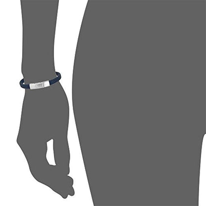 Geoffrey Beene Men's Braided Genuine Leather Bracelet with Stainless Steel Closure - color: Blue, Silver