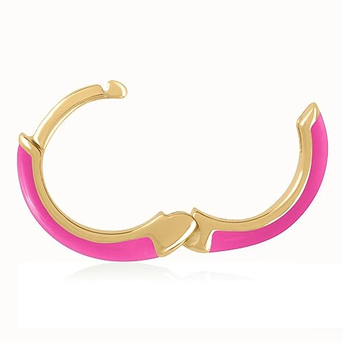 14K Gold Plated Sterling Silver Enamel Color Huggie Hoop Earrings for Women – Wide Range of Vibrant Color Options Available - color: Purple ( Neon )