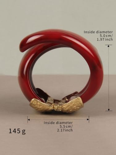 GelConnie Chunky Cuff Bangle Bracelet for Women, Statement Jewelry | Gold and Silver Tone Cuff Bangles with Resin, Crystal and Textured Accents for Party, Vacation and Dressy Looks - style: Bangle 05-Red