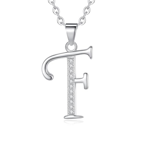 VIKI LYNN Dainty Initial Letter Pendant Necklace for Women | Cubic Zirconia Initial Jewelry, Personalized Letter Necklace, Dainty Women Jewelry, Birthday Gift Idea for Her, Mom and Wife - color: Silver, style: Silver-F