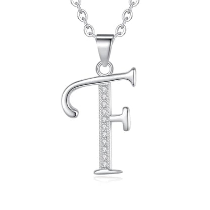 VIKI LYNN Dainty Initial Letter Pendant Necklace for Women | Cubic Zirconia Initial Jewelry, Personalized Letter Necklace, Dainty Women Jewelry, Birthday Gift Idea for Her, Mom and Wife - color: Silver, style: Silver-F