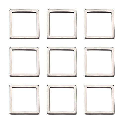 30Pcs Square Link Charms Hollow Frame Link Connector Charms Metal Hollow Pendants Open Bezel Pendant Stainless Steel Beading Hoop for Earrings Bracelet Necklace Jewelry Making - color: Matte Silver, Square