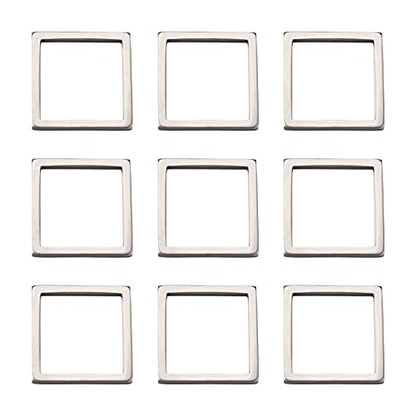 30Pcs Square Link Charms Hollow Frame Link Connector Charms Metal Hollow Pendants Open Bezel Pendant Stainless Steel Beading Hoop for Earrings Bracelet Necklace Jewelry Making - color: Matte Silver, Square