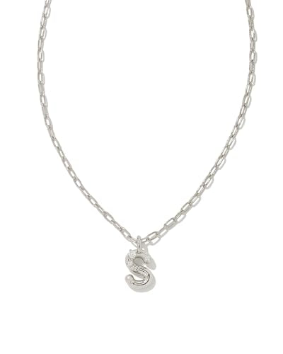 Kendra Scott Crystal Letter Short Pendant Necklace, Fashion Jewelry for Women - color: Letter S (RHODIUM-PLATED)