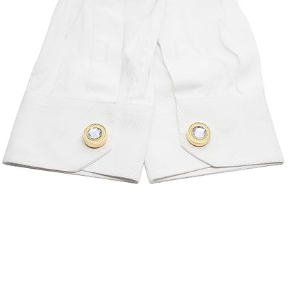 Mens Button Covers Tuxedo Shirt Cufflinks Alternative | Fake cufflinks and alternative fashion jewelry accessories for mens formal business dress shirts suits and groomsmen - color: H Golden purple