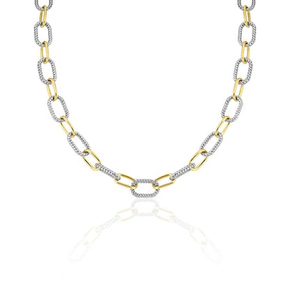 Mytys Women's Link Necklace 18k Gold Plated Double Twist Wire Gold and Silver 2 Tone Chain Necklaces Christmas New Year Jewelry - color: Gold & Silver 12