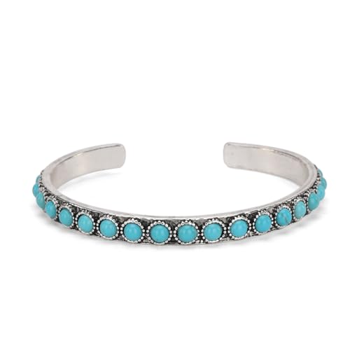 Montana West Rustic Couture's Bohemian Turquoise Cuff Bangle Bracelets for Women Cowgirl - color: Bright Turquoise
