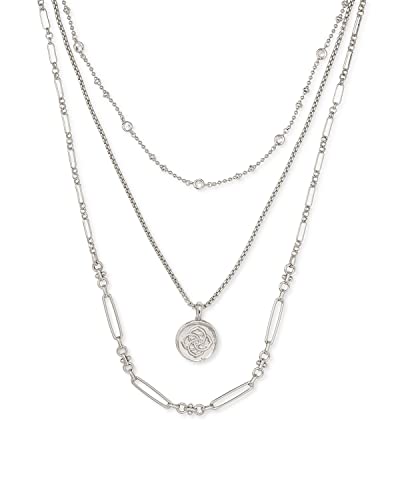 Kendra Scott Medallion Triple Strand Necklace, Fashion Jewelry for Women - color: RHODIUM